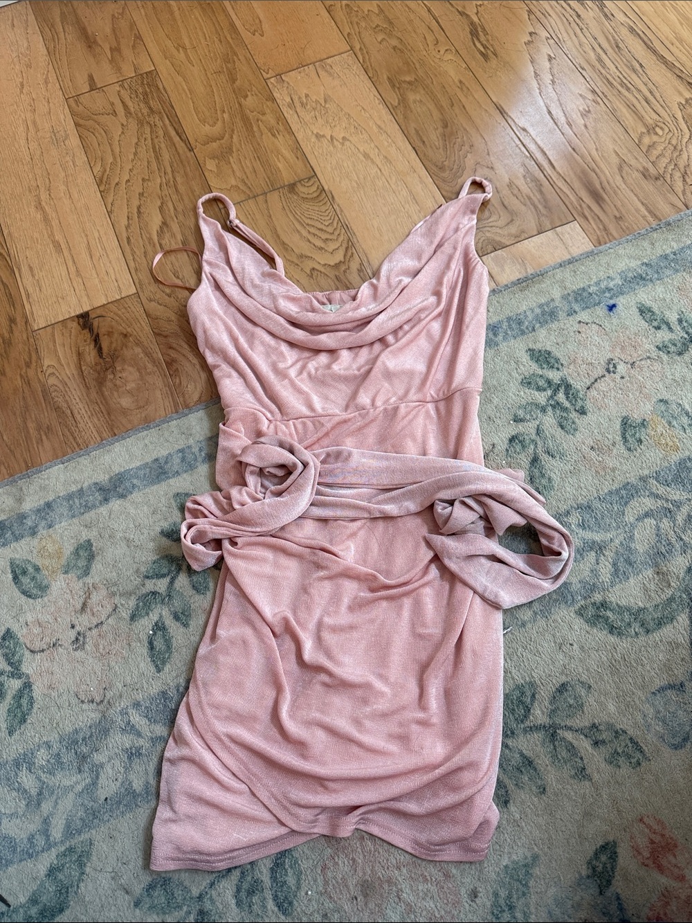 MARBLE Dusty Rose Slip Top with Cowl Neck